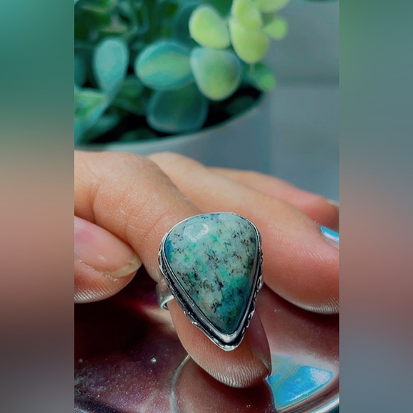 NWT 925 Sterling silver plated Woman green Ring Size 7 - Picture 15 of 17